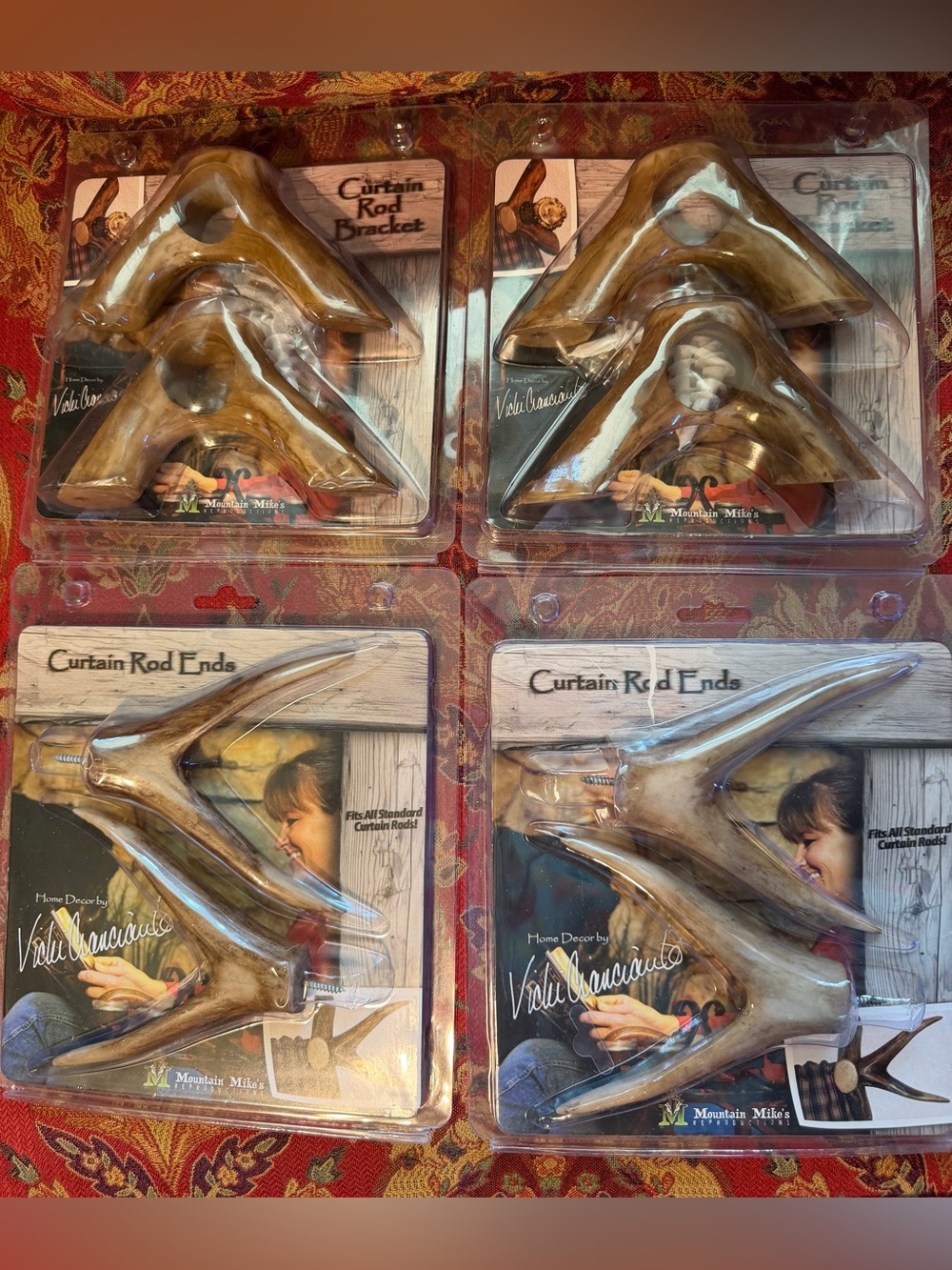 Antler Curtain Rod Ends - Set of 4